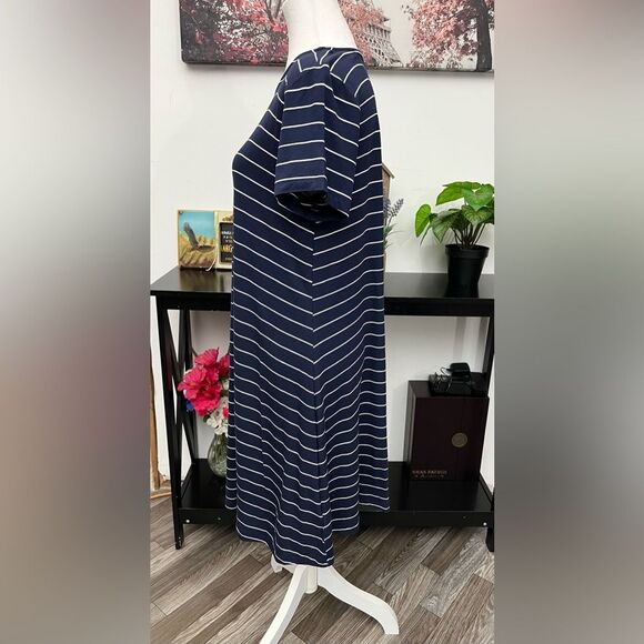 Old Navy Women’s shift Dress Striped Short Sleeve Round Neck Size M pullover - Picture 4 of 11